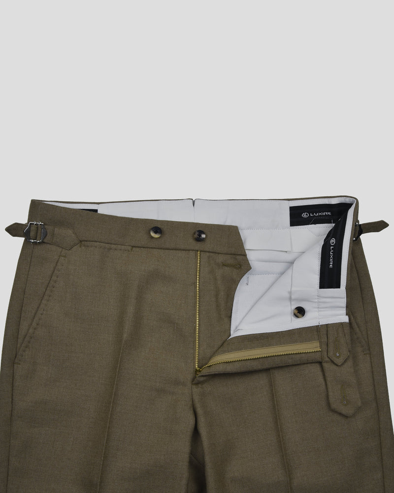 Dugdale Olivbeige Wollflanell-Anzughose