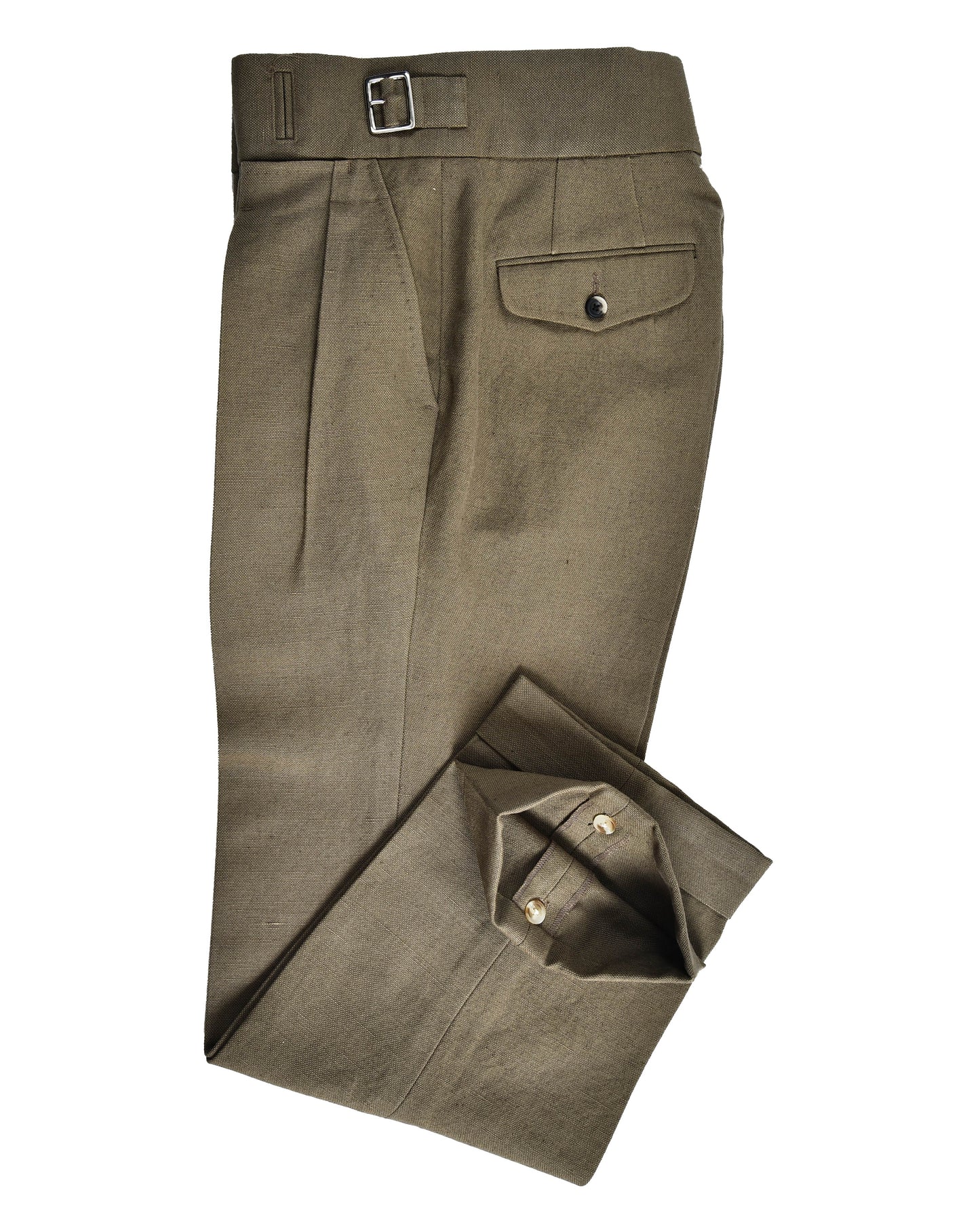 Gurkha Pant in Linen Cotton Canvas Military Olive