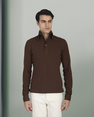 Polo marron en piqué