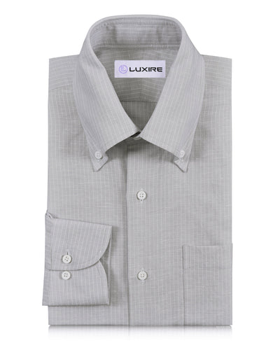 Coton et lin : fines rayures blanches sur fond gris