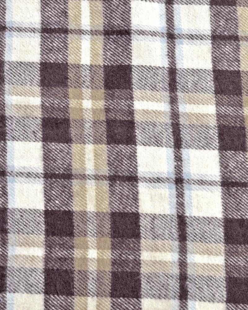 Flanell-Arbeitshemd aus braunem, hellbraunem, weißem Twill