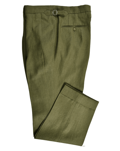 Pantalon habillé en lin vert fougère