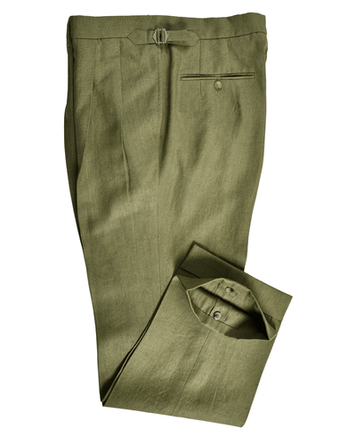 Pantalon habillé en lin vert fougère