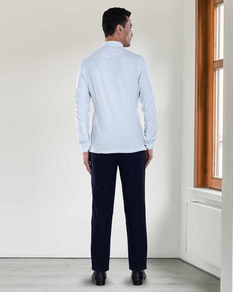 Marineblaue Woll-Chinohose