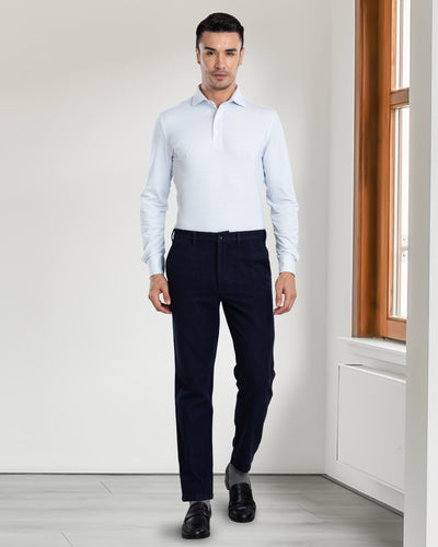 Marineblaue Woll-Chinohose