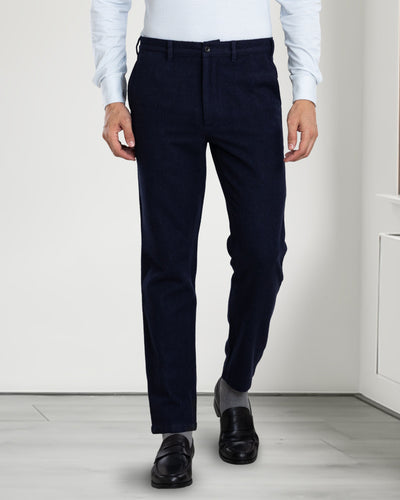 Marineblaue Woll-Chinohose