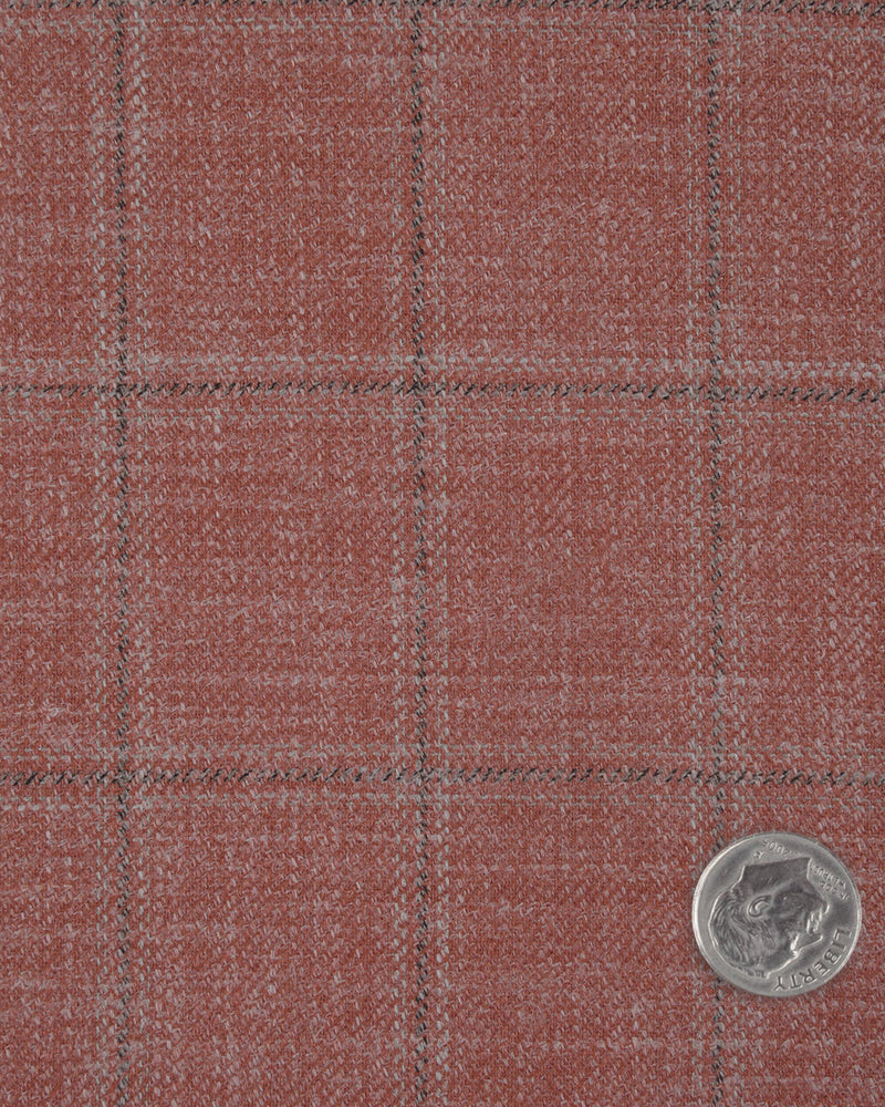 ETHomas Dark Salmon Pink Windowpane Checks