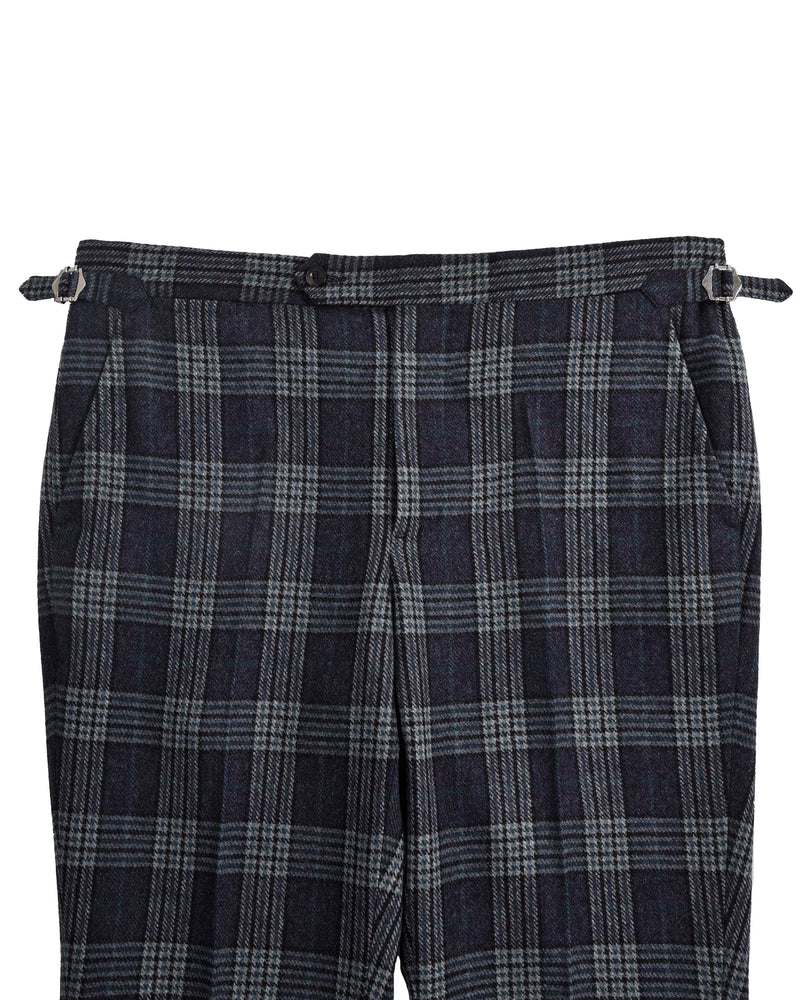Pantalon à carreaux en laine bleu-vert Cerruti