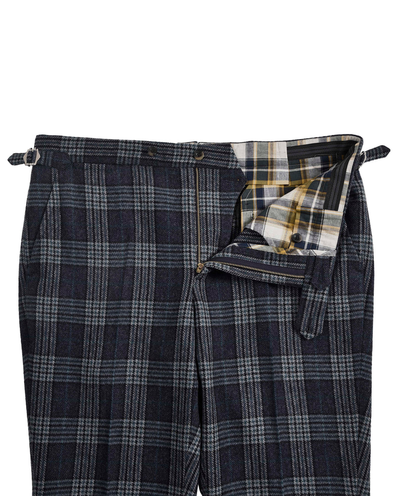 Pantalon à carreaux en laine bleu-vert Cerruti