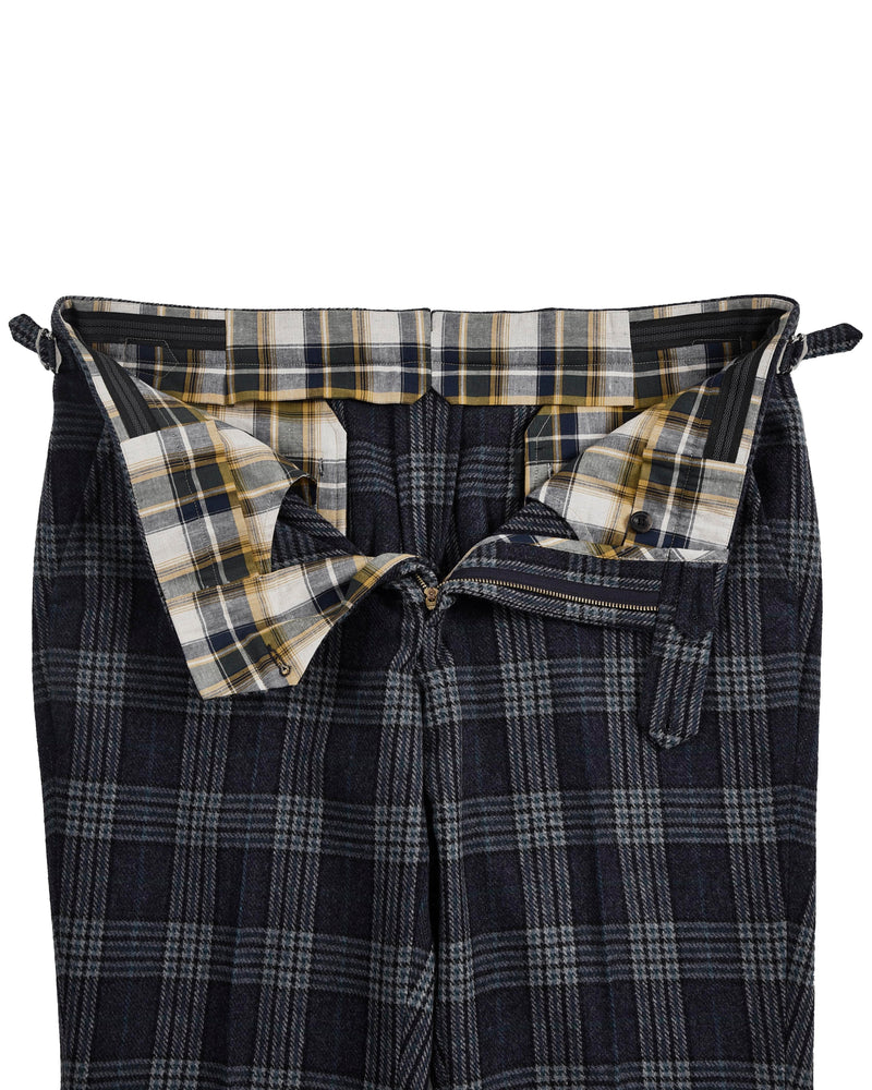 Pantalon à carreaux en laine bleu-vert Cerruti