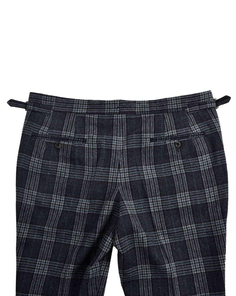 Pantalon à carreaux en laine bleu-vert Cerruti