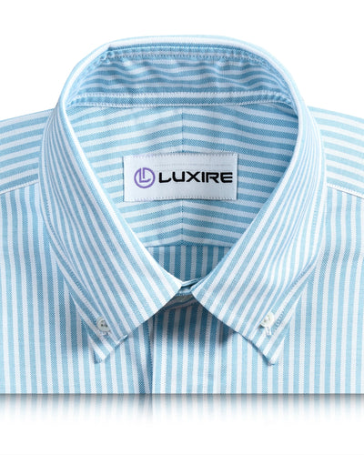 Ferozi Blau auf weißem Oxford University Stripes Hemd