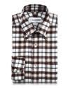 Flanell-Arbeitshemd aus braunem, hellbraunem, weißem Twill