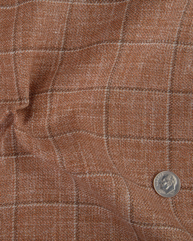 Veste Ethomas à carreaux marron brique et blancs