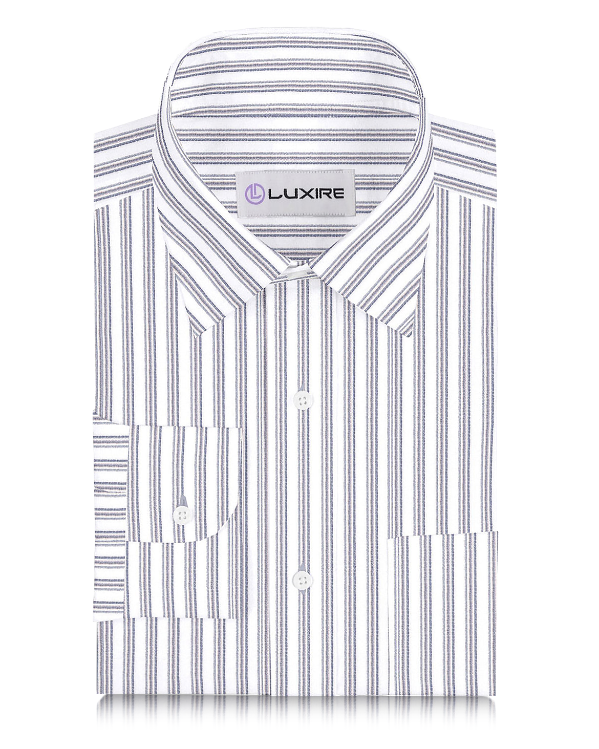 Cotton Linen: Black Blue Alternate stripes On White