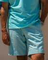 Shorts aus Baumwolltwill in Elektroblau