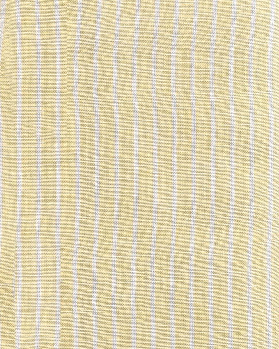 Cotton Linen: White Pencil Stripes On Pastel Yellow