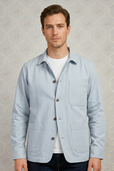 Fresco Cotton Hemdjacke in Wolkenblau