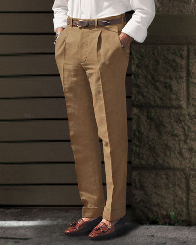 Pantalon habillé en lin Fresco marron doré