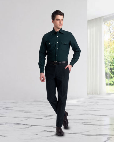 Chemise western Oxford verte