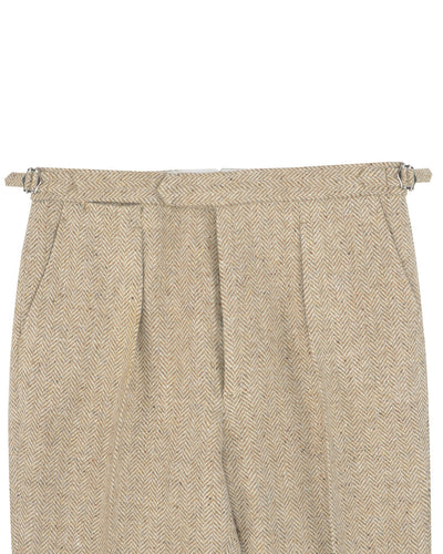Molloy Herringbone Donegal Tweed Pants - Light Tan