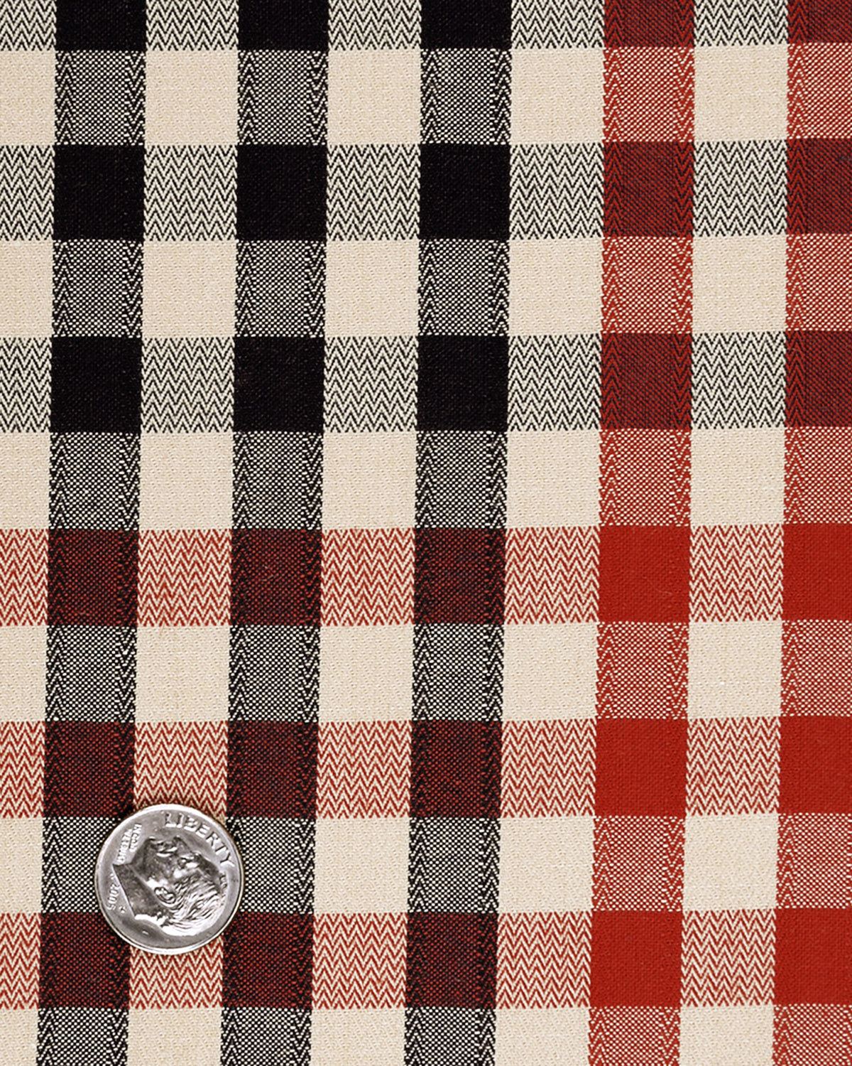 Checks: Red Navy Macro Gingham Herringbone Shirt