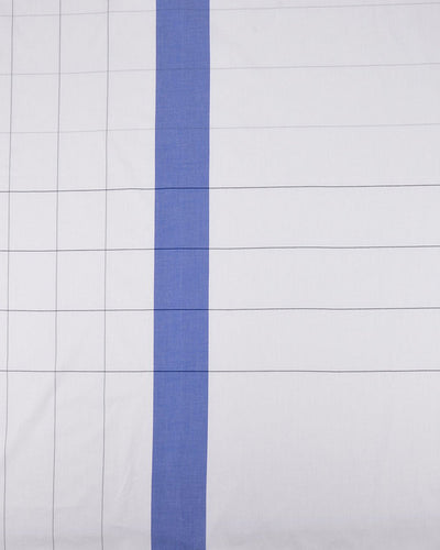 Windowpane-Karos mit blauem breitem Streifen