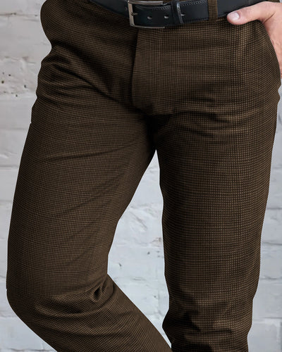 Pantalon Drapers marron tabac à micro-motif pied-de-poule