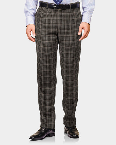 Pantalon à carreaux en tweed marron et gris Loro Piana