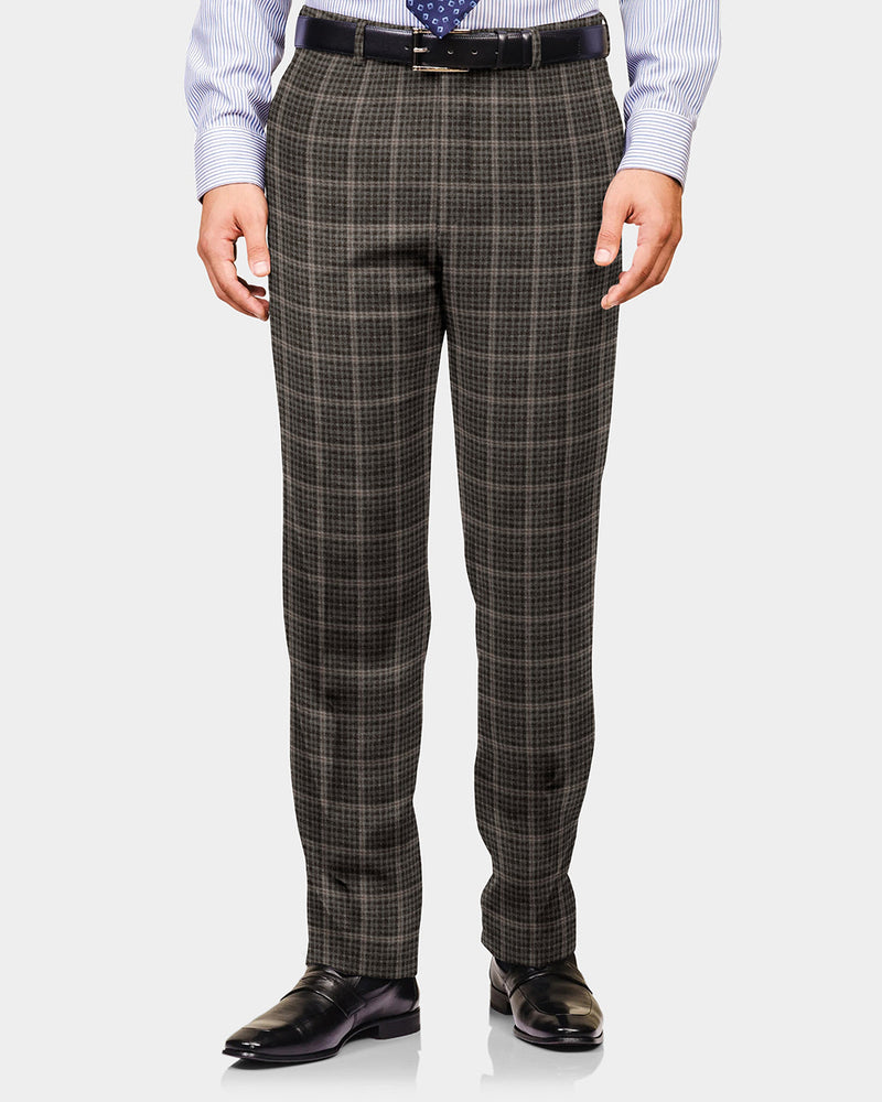 Loro Piana Überkarierte Hose aus braunem und grauem Tweed