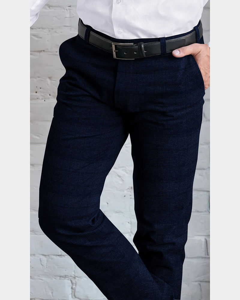 Pantalon à carreaux bleu foncé VBC