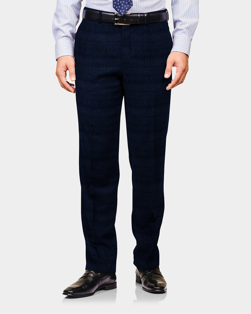 Pantalon à carreaux bleu foncé VBC