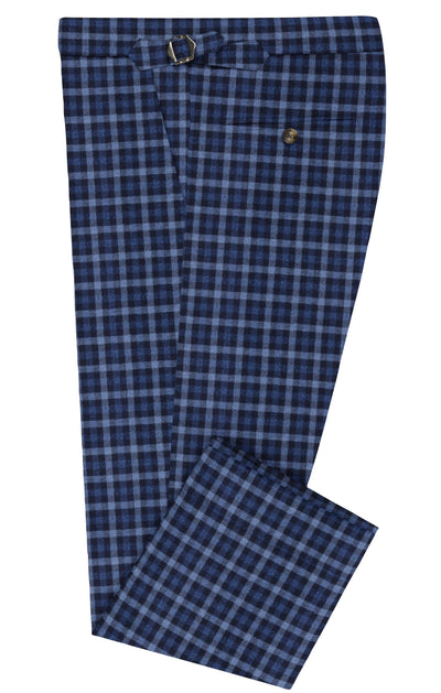 Pantalon en sergé à carreaux bleus et noirs VBC