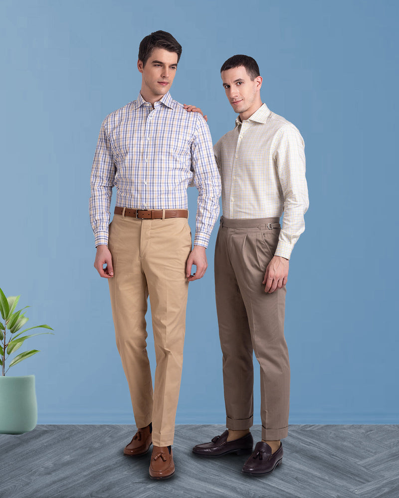 Plissierte Sondrio Drab Twill-Hose