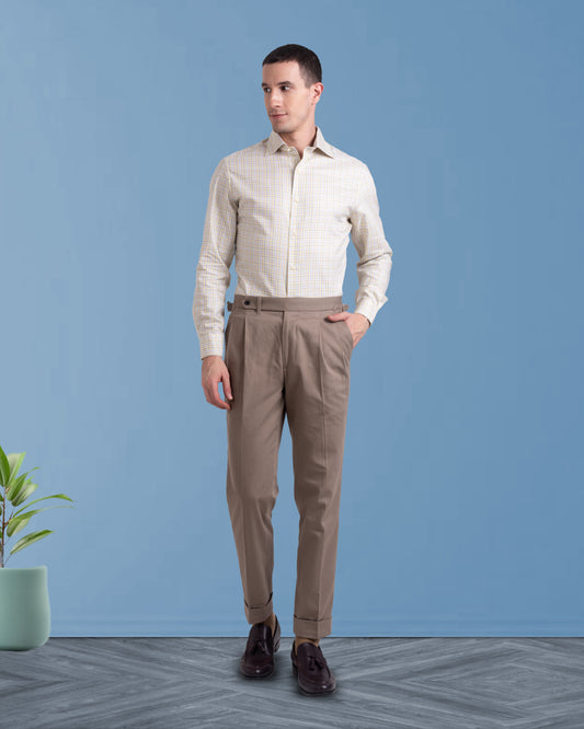 Plissierte Sondrio Drab Twill-Hose