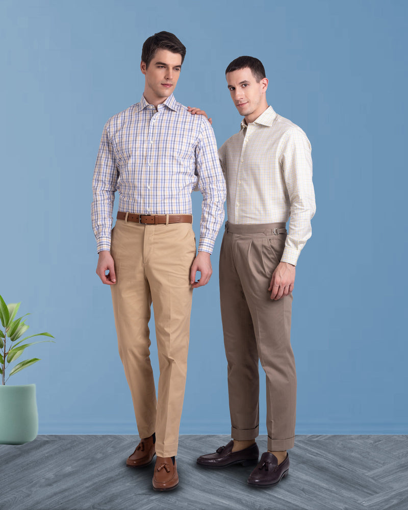 Plissierte Sondrio Drab Twill-Hose