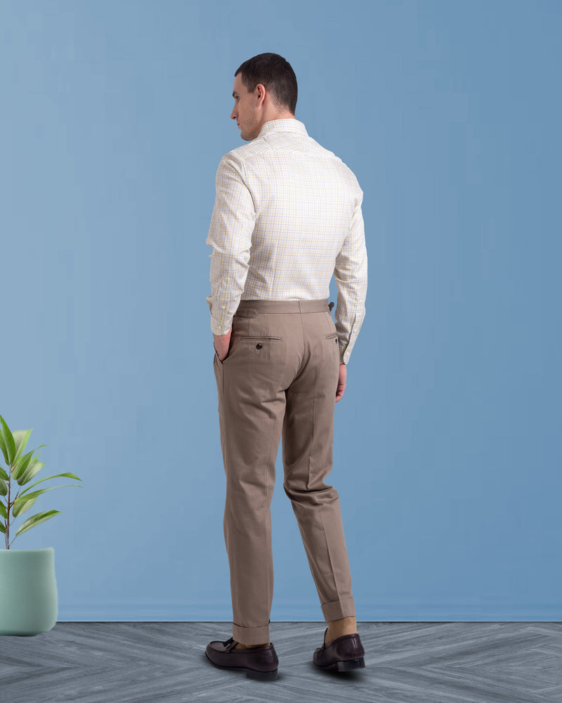 Plissierte Sondrio Drab Twill-Hose