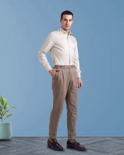 Plissierte Sondrio Drab Twill-Hose
