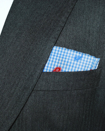 Einstecktuch mit rot-blauem Paisley-Stickereimuster