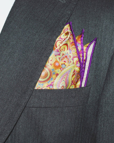 Lila Gold Paisley Einstecktuch