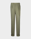 Toile de lin et coton : Pantalon olive