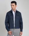Veste chemise en flanelle de laine bleu marine Dugdale