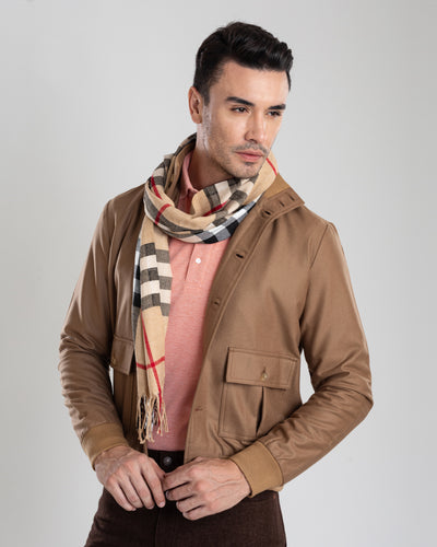 VBC: Hemdjacke aus Wollflanell mit Rippkragen in Sand