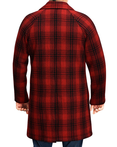 Roter schwarzer karierter Wollmantel