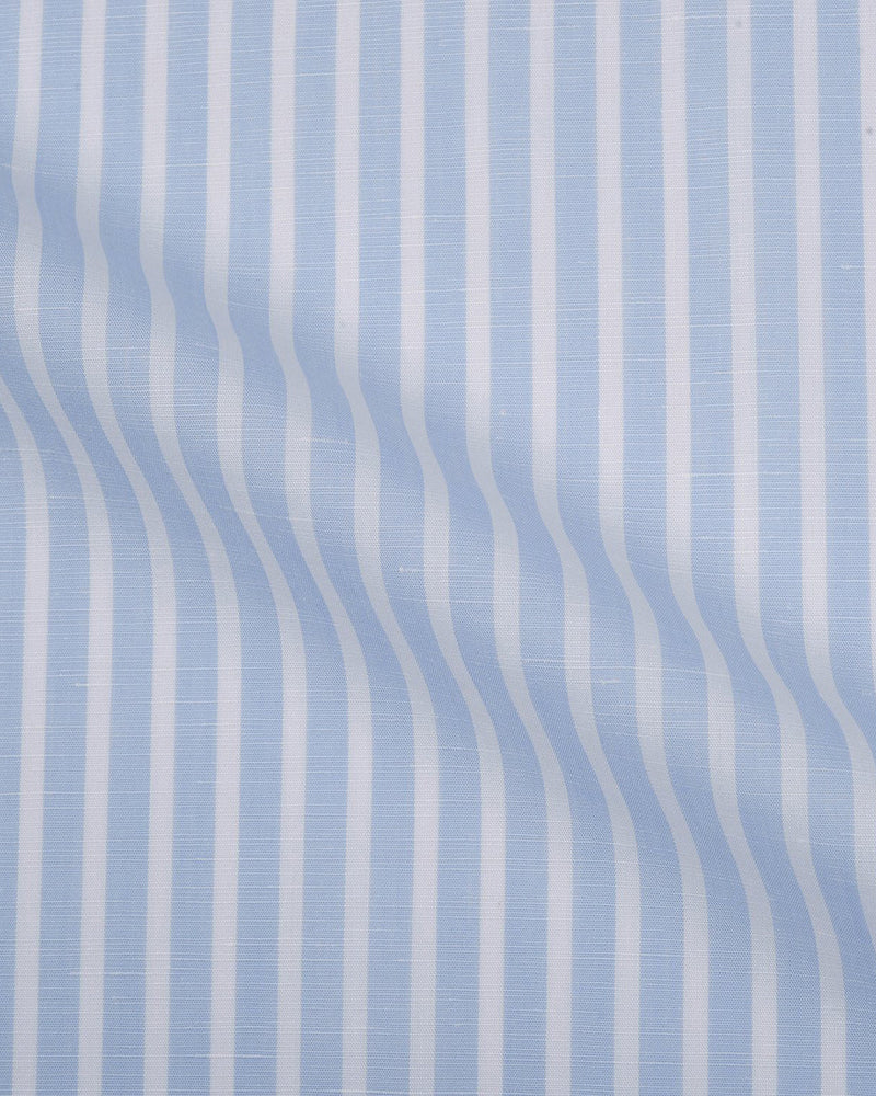 Brembana Sky Blue Slub Awaning Streifenhemd