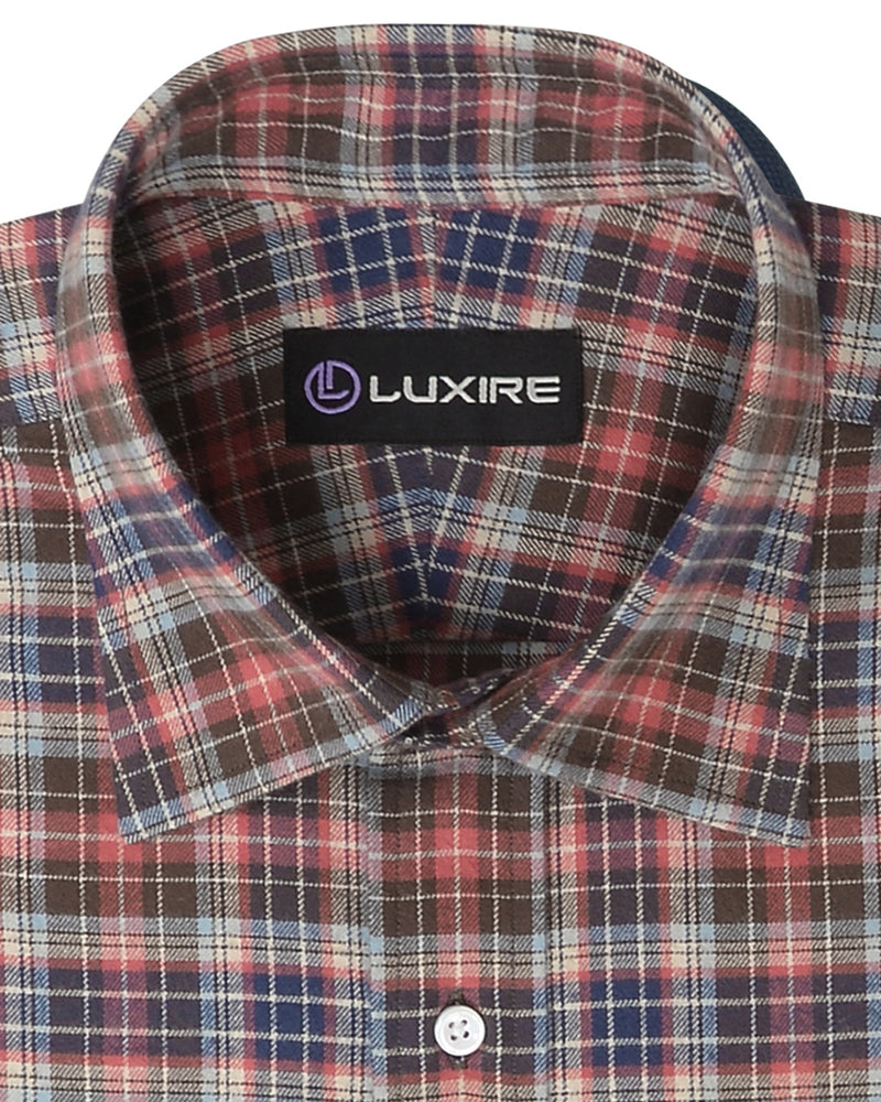 Pink Sky Brown Navy Madras Flannel Work Shirt