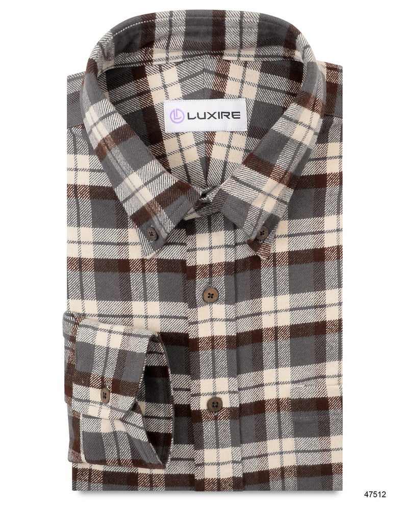 Brown Ecru Checks Flannel Shirt