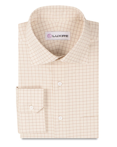 Chemise traditionnelle à carreaux crème et beige