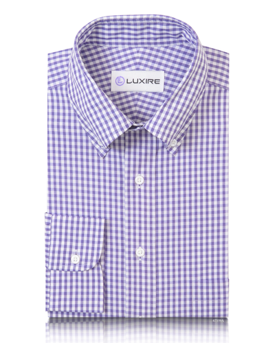 Chemise blanche à carreaux vichy violet foncé