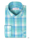Summer Light Blue Turquoise Madras Checks Seersucker